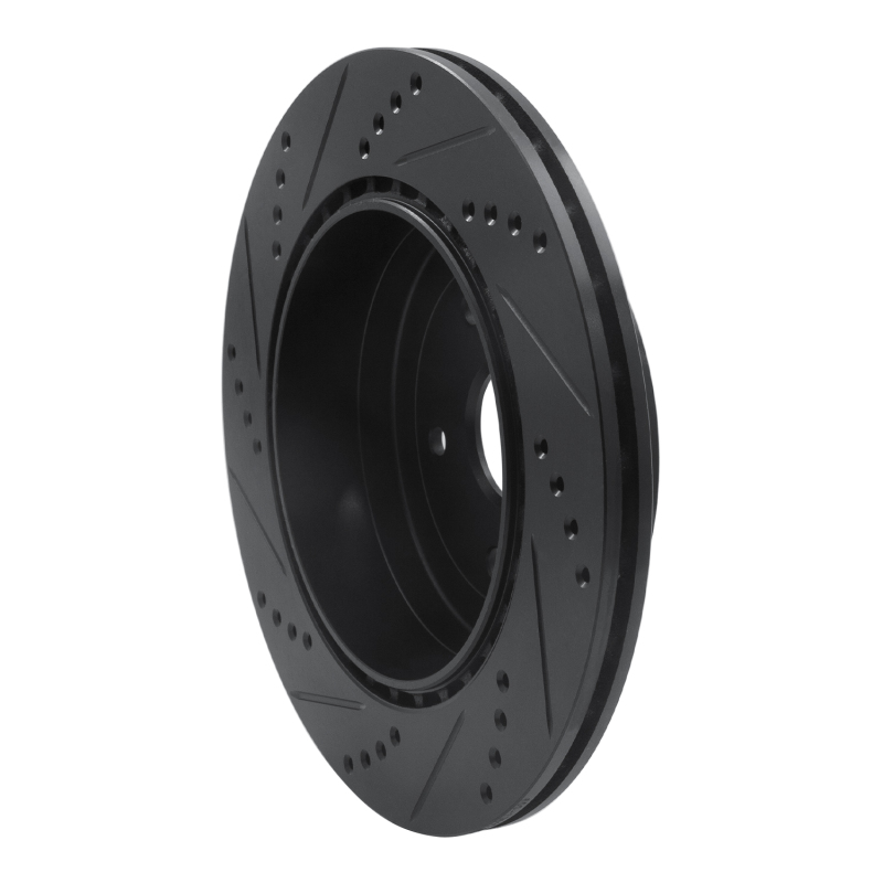 Subaru Impreza Brake Rotor (1) - Rear Right - R1 Concepts - Drilled & Slotted - Black - `05-`07